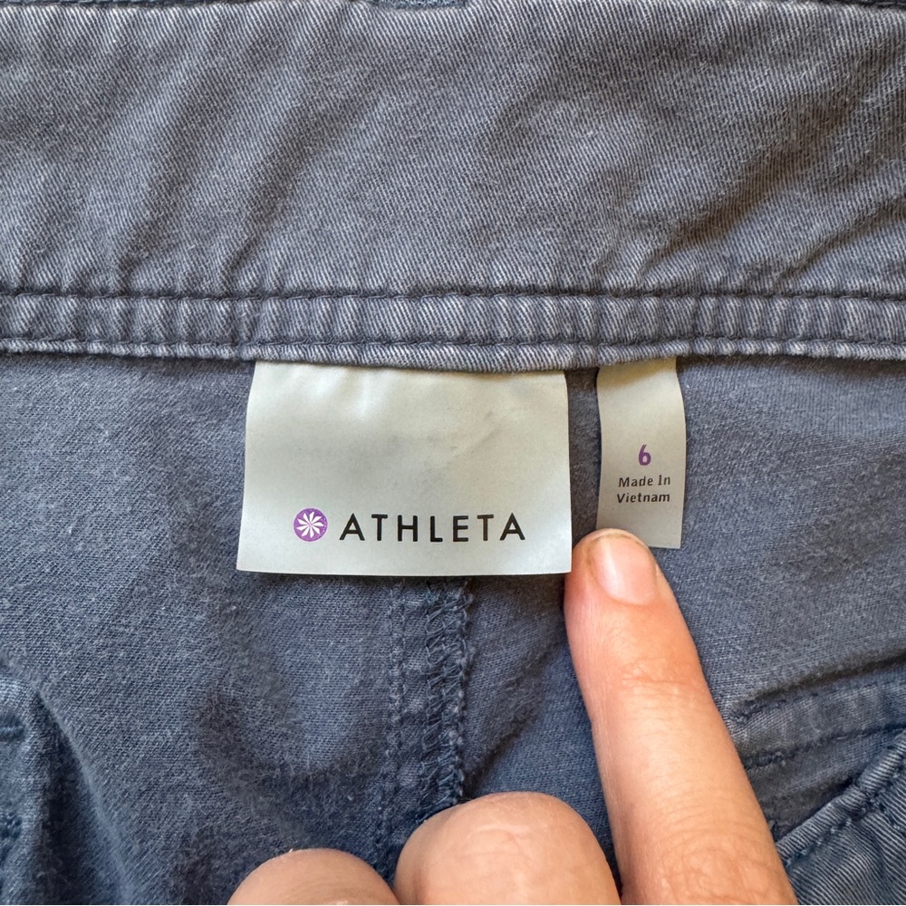 ATHLETA Blue Organic Cotton Blend Boulder Cargo Zipper Ankle Pants Size 6 - Picture 7 of 12